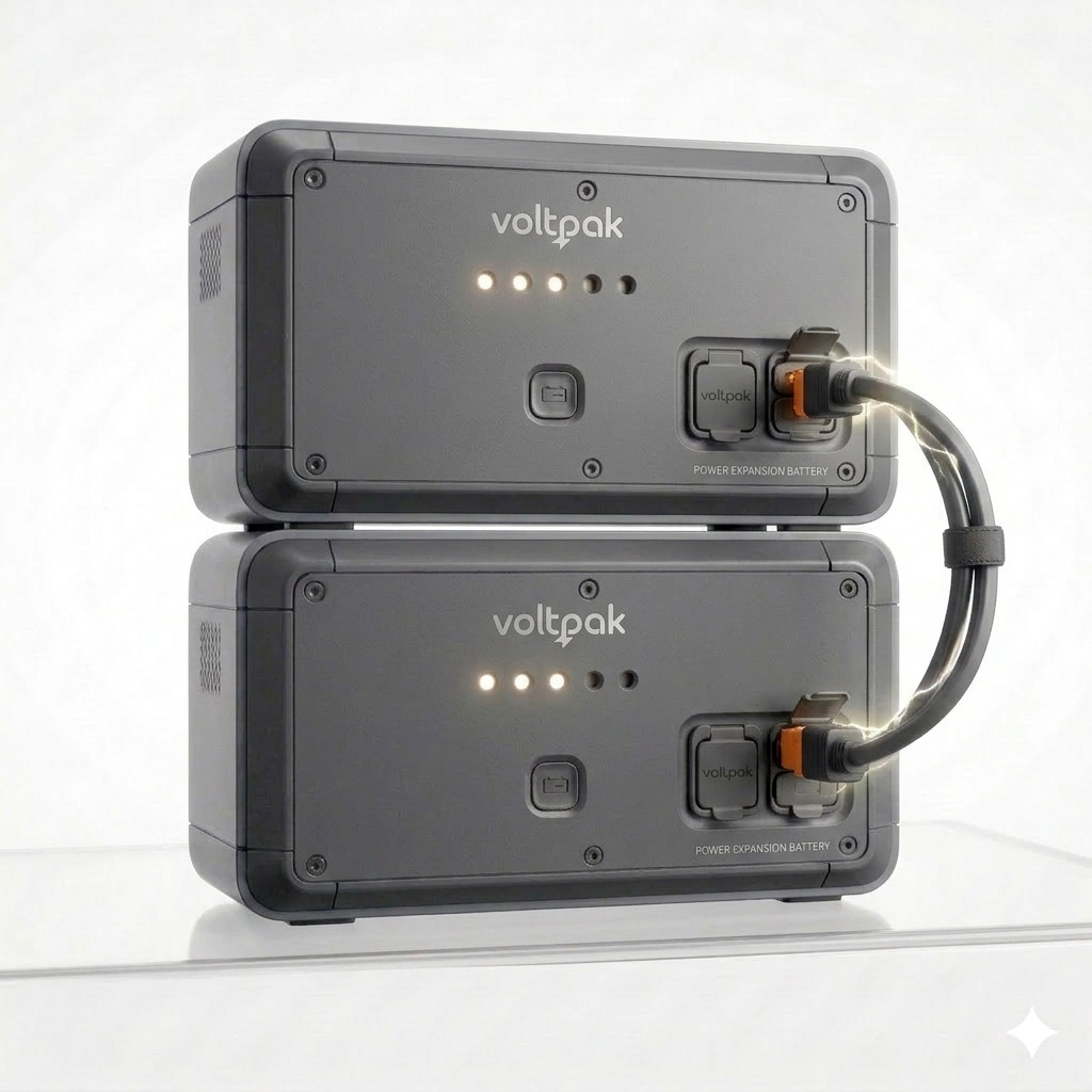 Multiple expansion batteries stacked with a station